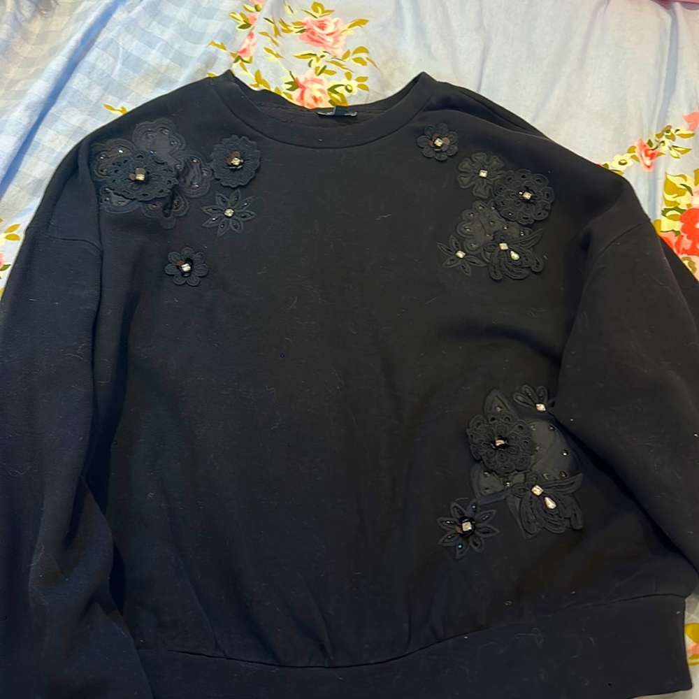 Express embellished, black sweater, size large NWOT beautiful winter sweater
